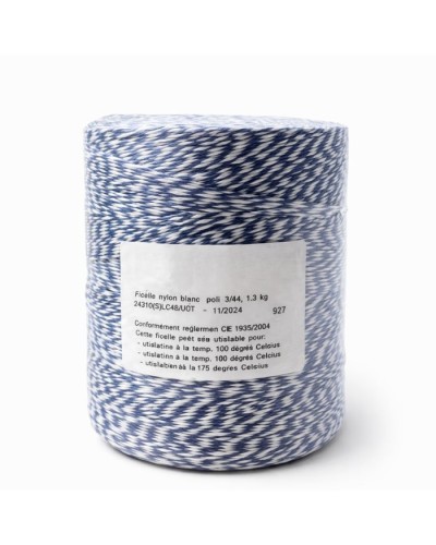 Ficelle en lin bleu et blanche machine
