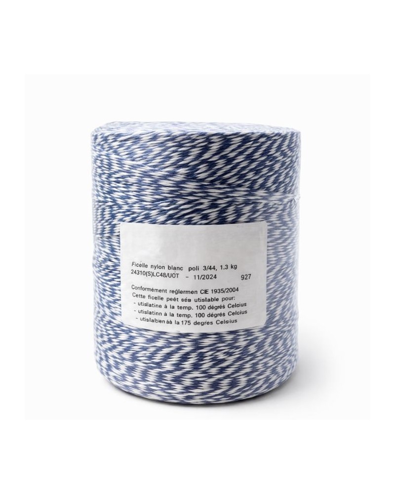 Ficelle en lin bleu et blanche machine