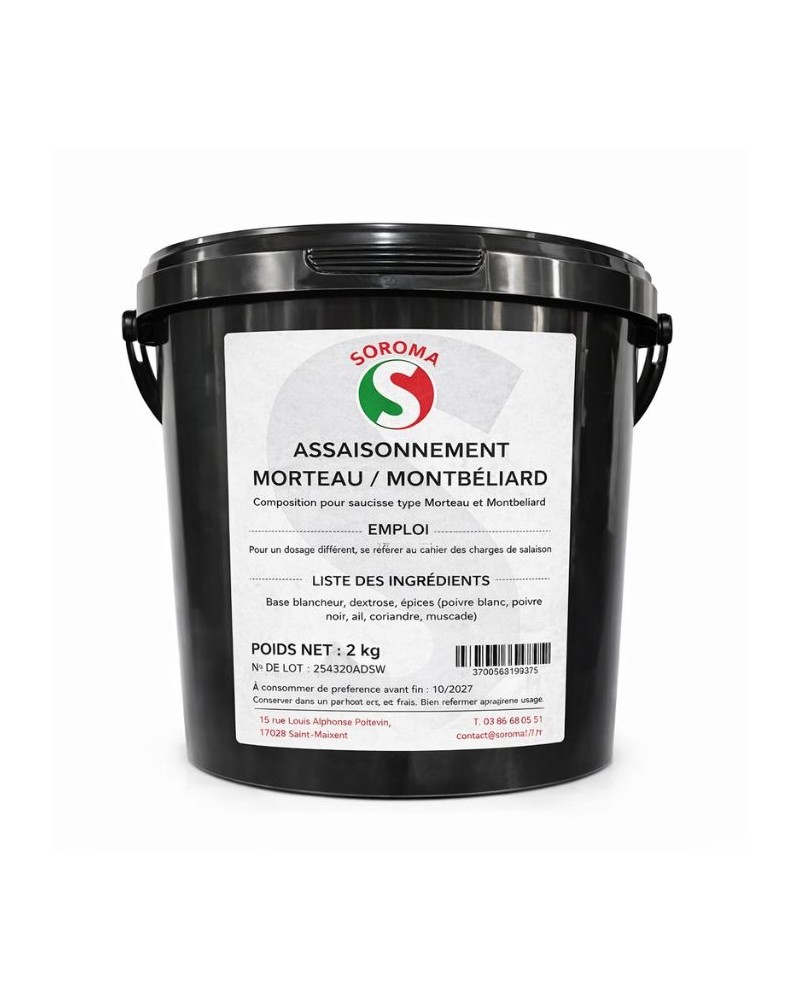 Mix complet pour saucisse de Morteau et Montbéliard en seau de 2 kg