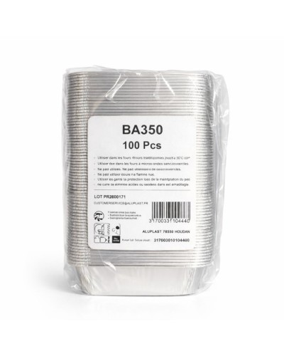 Barquette en aluminium refermable pour alimentaire 350 ml 100 pcs