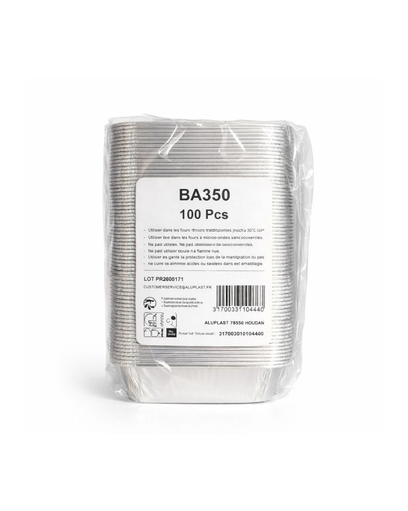 Barquette en aluminium refermable pour alimentaire 350 ml 100 pcs