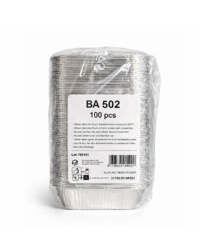 Barquette en aluminium pour alimentaire refermable 490 ml 100 pcs
