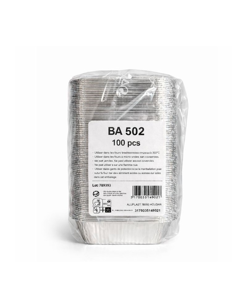 Barquette en aluminium pour alimentaire refermable 490 ml 100 pcs