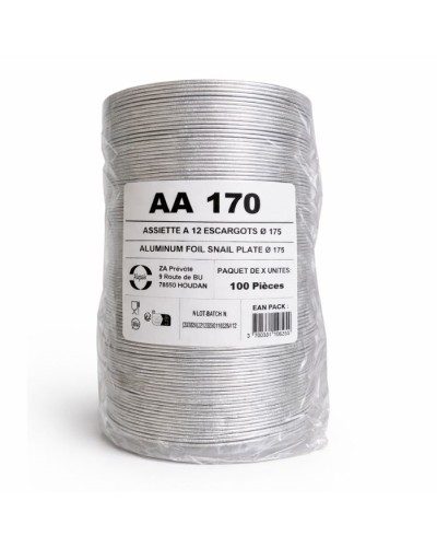 Assiettes pour 12 escargots en aluminium par sachet de 100