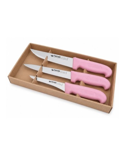 coffret de 3 couteaux rose Fischer