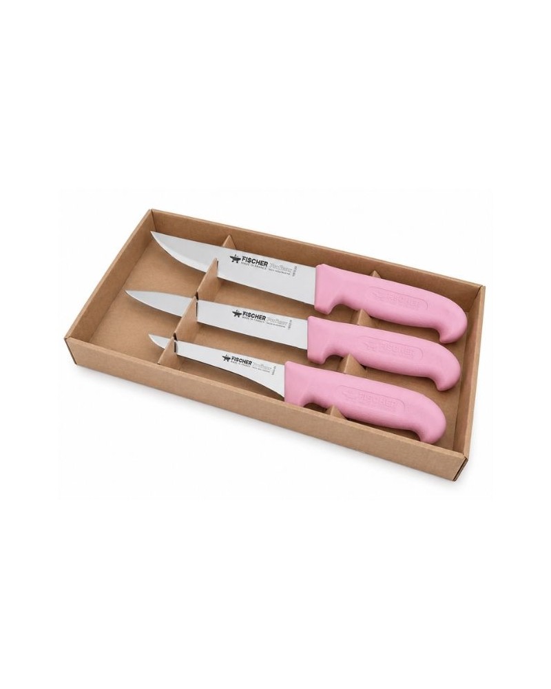 coffret de 3 couteaux rose Fischer