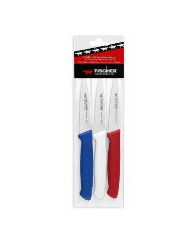 Assortiment de couteaux d'offices bleu blanc rouge par 3