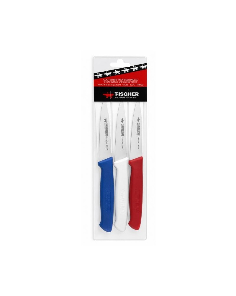 Assortiment de couteaux d'offices bleu blanc rouge par 3