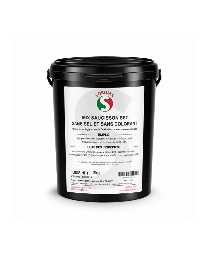 Mix de fabrication saucisson sans sel et sans colorant