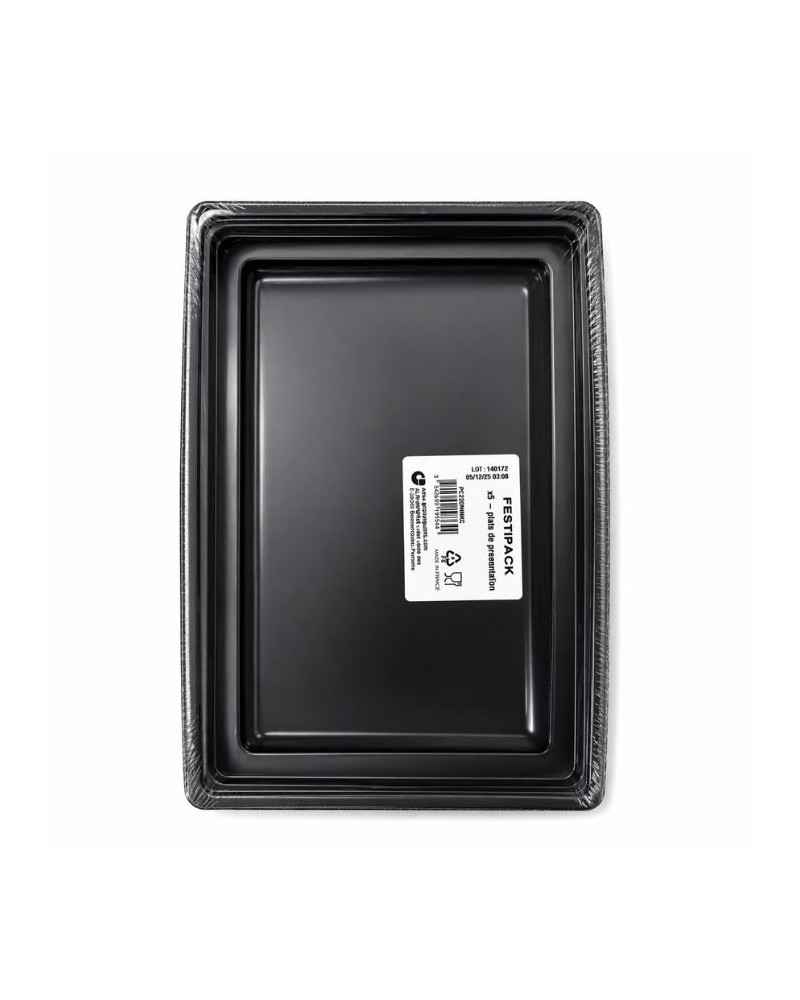 Plateau rectangulaire 280 plastique noir