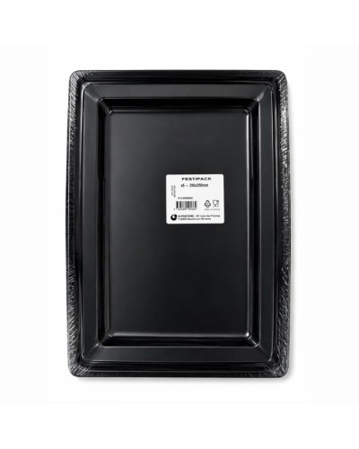 Plateau rectangulaire en plastique noir 350