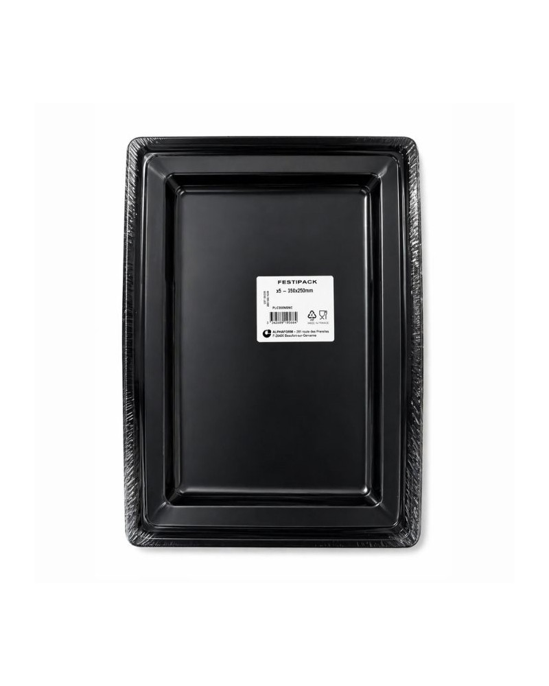 Plateau rectangulaire en plastique noir 350