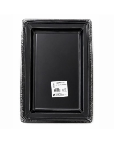 Plateau rectangulaire en plastique noir 450
