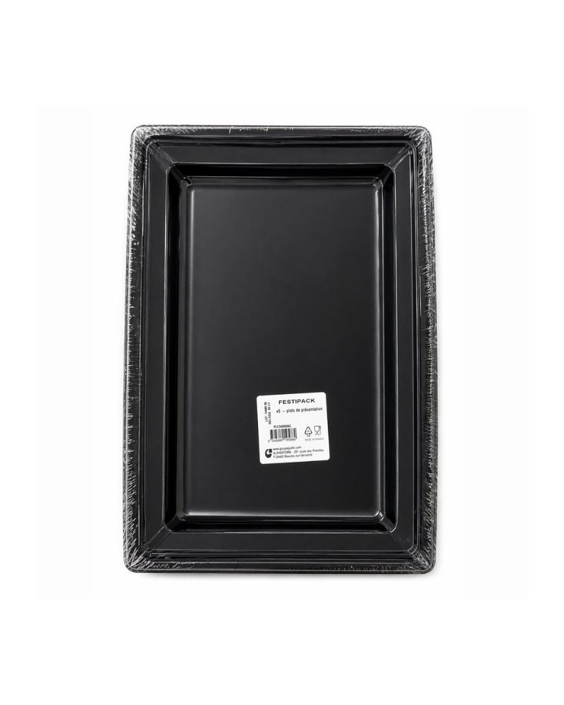 Plateau rectangulaire en plastique noir 450