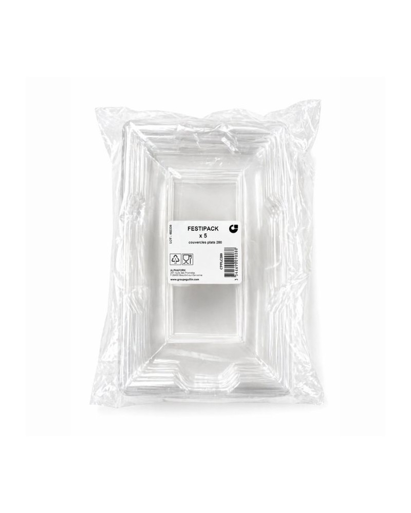 Couvercle plateau transparent rectangulaire 280